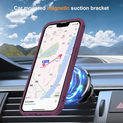 Compatible with iPhone 16E Case with Invisible Magnetic O-Ring Stand Military-Grade Translucent Case for iPhone 16E 6.1" 2025 [Compatible with Mag-Safe][Great Grip Feeling], Wine Red