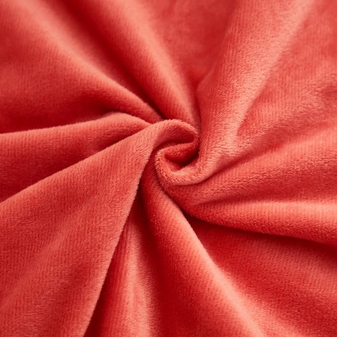 JAUXIO Diamond Pinch Pleated Crystal Velvet Pillowcases 2 Pack Solid Pintuck Throw Cushion Cover for Home Decor Hidden Zipper Closure (Coral Orange, Standard)