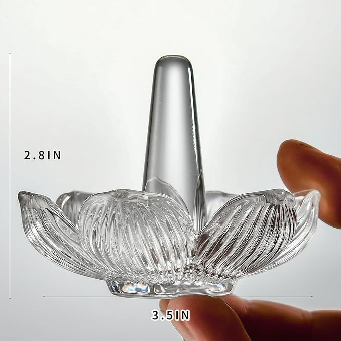 Crystal Ring Holder Decorative Jewelry Tray Valentine Engagement Wedding Birthday Gifts for Women (Flower)