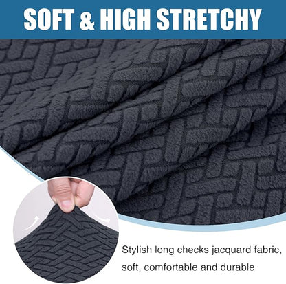 Smiry Waterproof Couch Cushion Covers, Stretch Jacquard Sectional Couch Covers, L Shape Chaise Lounge Sofa Slipcover, Washable Elastic Furniture Protector for Pets, Kid (Medium, Dark Grey)