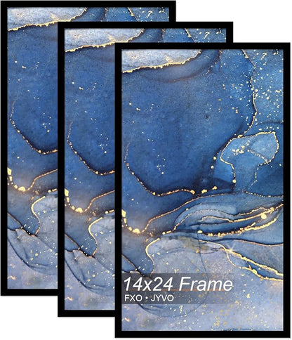 14x24 Poster Frame Set of 3, Black Frame for 14 x 24 Inch Picture Poster Photo, Light Weight and High Transparent 14 by 24 Frame for Wall - 3 Pack/Black/14 x24