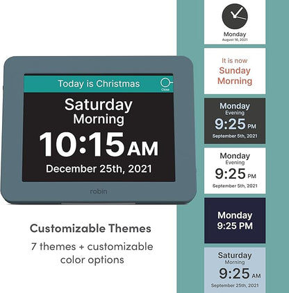 Robin Clock 2024 with Day and Date for Elderly, Clocks for Seniors, Dementia Clock, Digital Calendar Clock Elderly, Bedside Clocks Seniors, Alzheimers Products, Dementia Clocks Extra Large, Winter Day