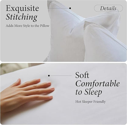 Simple&Opulence Linen Euro Sham Covers Set of 2, 26x26 Decorative Cotton Flax Blend Throw Pillow Cover Farmhouse Pillow Shams for Chair Couch Sofa Bedroom Living Room Home Decor, White