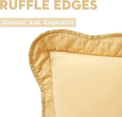CHIXIN Microfiber Standard Pillow Shams Set of 2 - Decorative Quilted Pillow Covers - Honey-Gold - Size (20" x 26")