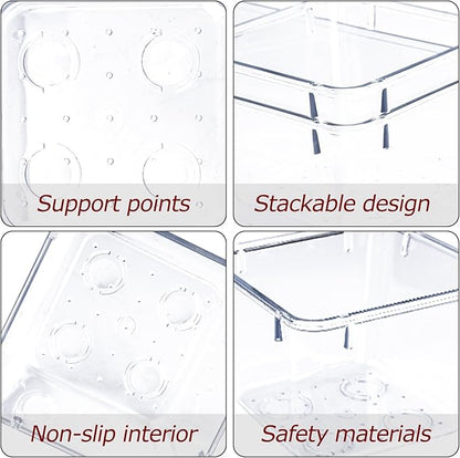 4 PCS Clear Plastic Drawer Organizer, Desk Drawer Divider Organizers and Storage Bins for Makeup, Jewelry, Gadgets for Kitchen, Bedroom, Bathroom, Office (9.0"x3.0"x2.2")