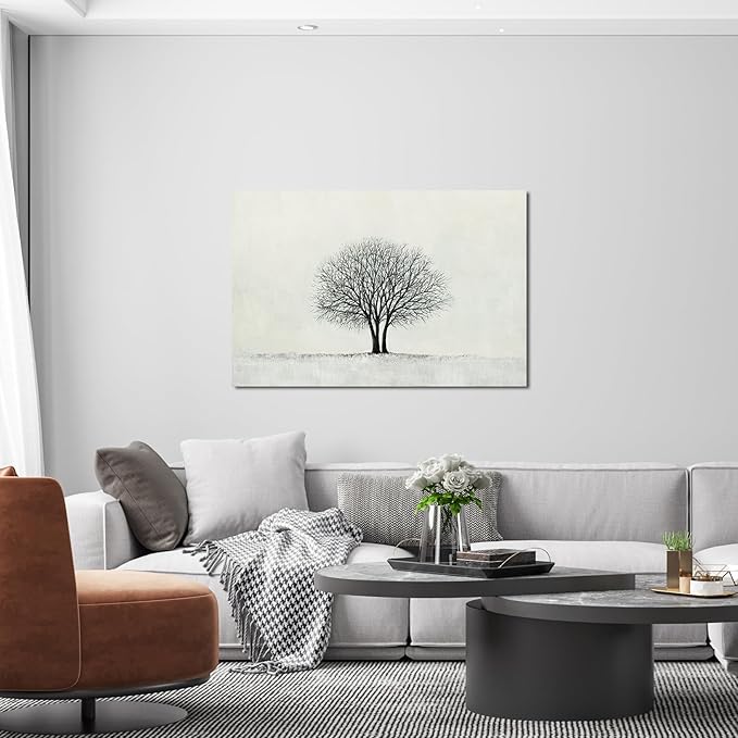 Canvas Wall Art Decor Wall Pictures for Living Room Canvas Art Wall Decor Large Black and White Wall Art Prints Minimalist Tree Wall Art Artwork for Walls Home Office Aesthetic Wall Art Decor 32" x 48"