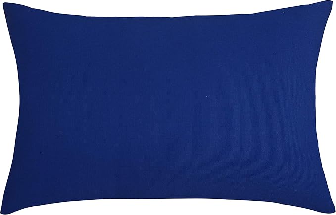 TangDepot Cotton Solid Throw Pillow Covers, 12" x 20" , Royal Blue, 1 Count (Pack of 1)