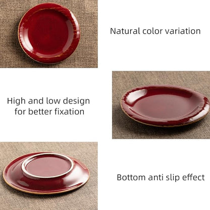 Ceramic Jewelry Tray Decorative Ring Holder and Trinket Dish for Women Wedding Engagement Birthday Gift for Her Jewelry Organizer Vanity Tray (red)