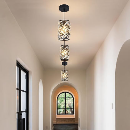 3 Pack Black Pendant Lights Kitchen Island, Kitchen Island Dining Room Light Pendant Lighting Fixtures High end Crystal Chandelier Over Island Table Modern Hanging Light for Bar Dining Room