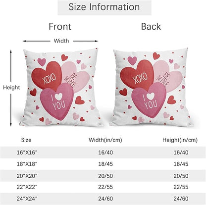 Valentines Day Pillow Covers 22x22 Set of 2 White Pink Heart Throw Pillow Covers Love Pillowcase Linen Decoration Farmhouse Holiday Cozy Soft Cushion Case Couch for Indoor Outdoor Home Decor