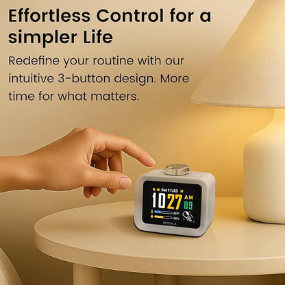 Dekala ChronoSense Alarm Clock for Bedroom Temperature Humidity, 7-Day Programmable 4 Alarms, 100dB Loud Gradual Alarm for Heavy Sleeper, Visual Timer Clock Radio，White Noise Sound Machine