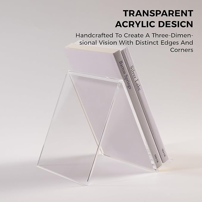 Acrylic Book Stand, Book Display Holder 6 x 8, Clear Acrylic Display Easel Transparent Display Stand Holder Tablet Holder for Album, CD, Magazine, Picture, Plate, Artworks, Phone, Tablet