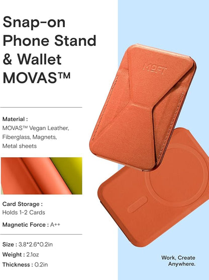 MOFT Magnetic Wallet Stand Compatible with iPhone 17/16/15/14/13/12 Series, Angle Adjustment & Magsafe Compatible MOVAS Phone Stand,Sunrise