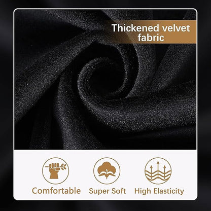 hyha Velvet Couch Cushion Covers, Soft Sofa Seat Covers for sectional 2 Cushion Couch Washable, Magic Sofa Slipcover with Elastic Bottom, Non-Slip Furniture Protector for Pets, Kid(Medium, Black)