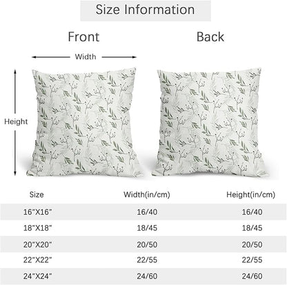 Sage Green Spring Pillow Covers 22x22 Set of 2 Leaves Throw Pillow Covers Neutral Pillowcase Linen Decoration Farmhouse Soft Decorative Plants Vintage Cushion Case Couch for Indoor Outdoor Home Decor