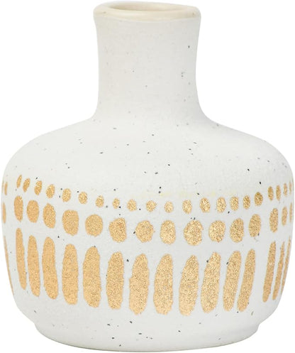 Main + Mesa Stoneware Vases with Gold Pattern, Set of 8