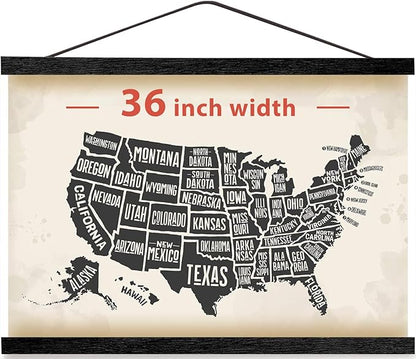 HONKKI Magnetic Poster Hanger Frame for 36x48 36x24 36x12 Movie Music Posters Wall Art,Black Wood Picture Frames for Canvas Diamond Map Decor, Living Room Calendar Banner Tapestry Photo Hanging Stand