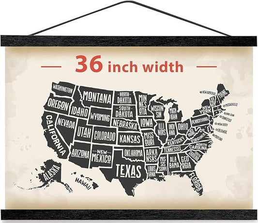 HONKKI Magnetic Poster Hanger Frame for 36x48 36x24 36x12 Movie Music Posters Wall Art,Black Wood Picture Frames for Canvas Diamond Map Decor, Living Room Calendar Banner Tapestry Photo Hanging Stand