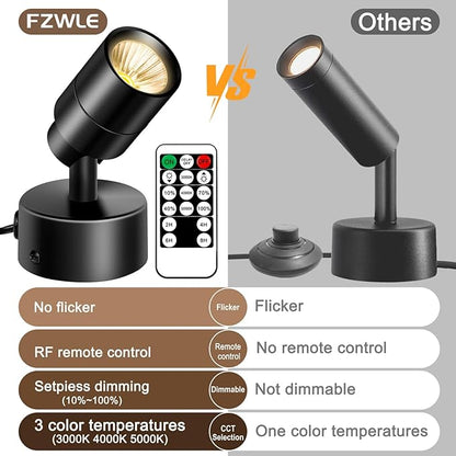 1 Pack Dimmable Spot Lights Indoor, Uplighting Indoor Spotlight with Timer and Remote, 3000K/4000K/5000K Adjustable LED Up Lights, Spot Lights Indoor Accent Uplighting for Plants