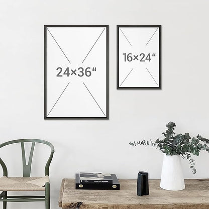 MUDECOR Framed Wall Art Print Set Vintage Landscape Subtle Forest and River in Earthy Tones Illustrations Modern Art Boho Decorative Colorful Chic for Living Room, Bedroom, Office - 16"x24"x3 Black