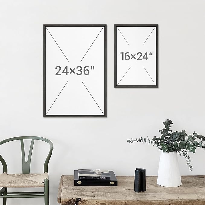 MUDECOR Framed Wall Art Print Set Soft Pastel Landscape Serene Waters and Reflections Illustrations Modern Art Boho Decorative Colorful Chic for Living Room, Bedroom, Office - 24"x36"x3 Black