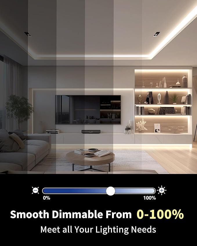 GOOVER COB LED Strip Lights 16.4ft, 4000K Natural White DC 12V Dimmable Tape Light, Ra 95+,150+LM/FT, 98 LEDs/ft, 2.2W/ft, 1600 LEDs, UL Listed for Cabinets,Bedroom(Power Supply Sold Separately)