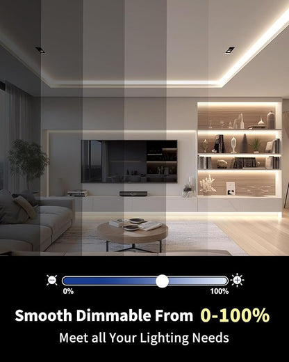 GOOVER COB LED Strip Lights 16.4ft, 4000K Natural White DC 12V Dimmable Tape Light, Ra 95+,150+LM/FT, 98 LEDs/ft, 2.2W/ft, 1600 LEDs, UL Listed for Cabinets,Bedroom(Power Supply Sold Separately)