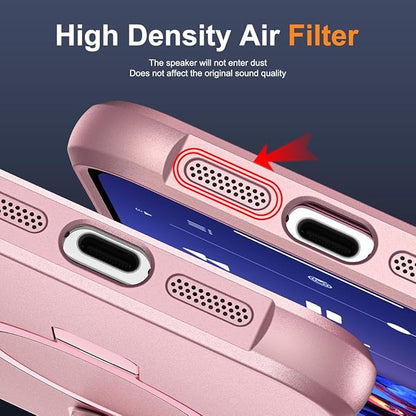 Compatible with iPhone 12 Case & iPhone 12 Pro Case 6.1" with Invisible Magnetic O-Ring Stand [Compatible with Mag-Safe][Great Grip Feeling], Rose Gold