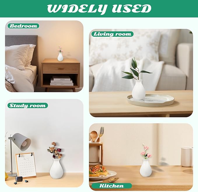 15 Pack White Ceramic Bud Vases Bulk, 3.9 Inch Premium Boho Small Flower Vases White Ceramic Vases for Centerpieces for Pampas Garss Dry Flowers Home Wedding Table Decor