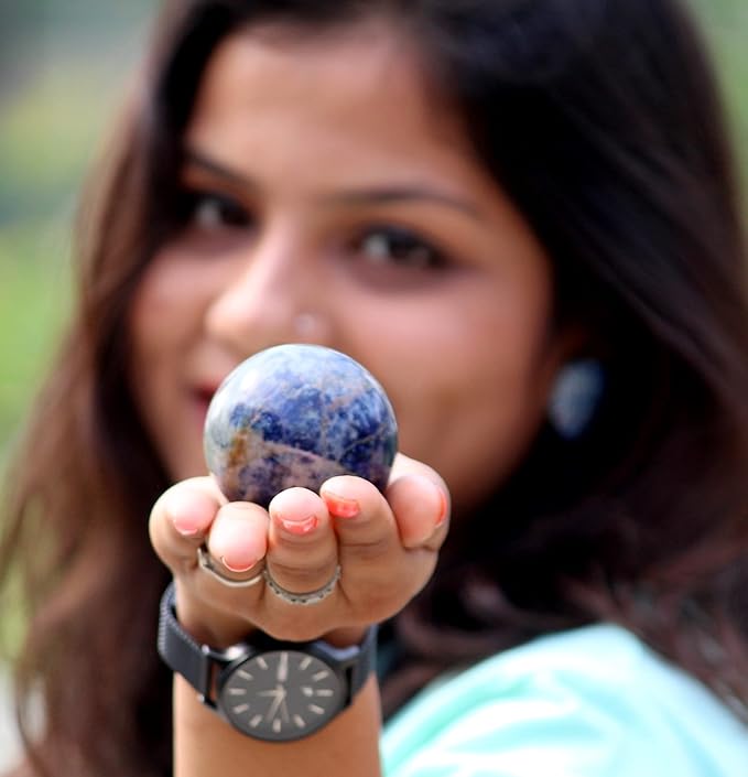 Jet Sodalite Crystal Ball 50-55 mm – Natural Healing Gemstone Sphere for Positive Energy, Meditation, Reiki, Chakra Balancing, Home Décor & Collectible Crystal