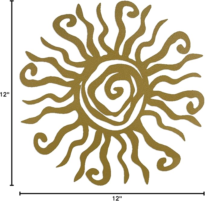 Riverside Designs Wacky Sun Metal Wall Art Indoor/Outdoor Decor - 36" Gold Rust Proof Wall Sculpture - Made in USA - Ideal for Bedroom, Garden, Home, Patio and Farmhouse