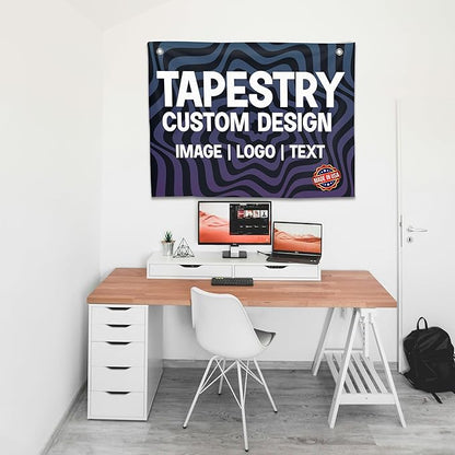 DreamController Personalized Tapestry Custom Wall Hanging for Home & Events | Add Your Photo, Text, or Logo | HD Printed Fabric | Made in the USA