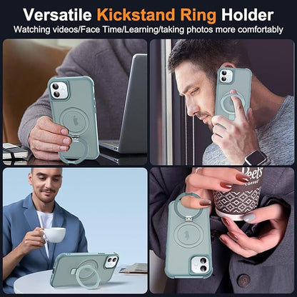 Compatible with iPhone 11 Case with Invisible Magnetic O-Ring Stand Military-Grade Translucent Case for iPhone 11 6.1" [Compatible with Mag-Safe][Great Grip Feeling], Blue