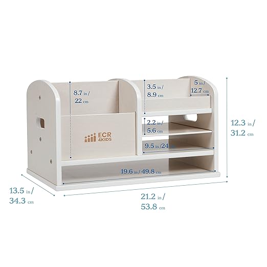 ECR4Kids Tabletop Supplies Storage Center, Teacher Caddy, White Wash