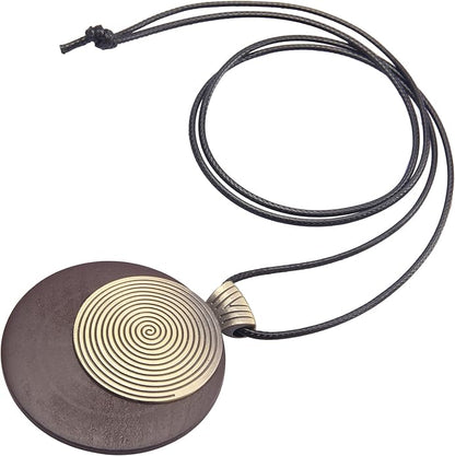 Leather Necklace for Women Boho Choker Necklace Long Cord Leather Pendant Bohemian Neckalce Vintage Alloy Pendant Leather Rope Necklace Wooden Necklaces for Women