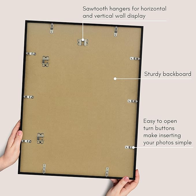 Americanflat 17x23 Picture Frame with Polished Plexiglass - Use as 13x19 Frame with Mat or Display 17x23 Photo Without Mat - Streamline Collection - Thin Border Picture Frames for Wall - Black