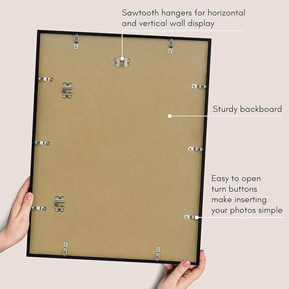 Americanflat 17x23 Picture Frame with Polished Plexiglass - Use as 13x19 Frame with Mat or Display 17x23 Photo Without Mat - Streamline Collection - Thin Border Picture Frames for Wall - Black