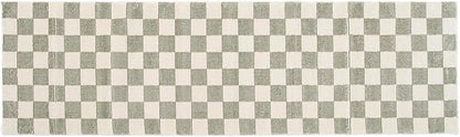 Revival Rugs Gambit 2'7"x9' Checkered Rug Machine Washable Runner Rug for Hallway Entryway - 100% Recycled Oeko-TEX Certified, Medium Pile, Green, Beige