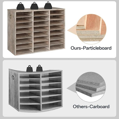 HOOBRO Literature Organizer, 24 Compartments Wooden Mail Organizer, Countertop Literature Sorter with Adjustable Shelves for Home, Office, School, Student Mailbox for Classroom, Greige BG38WF01