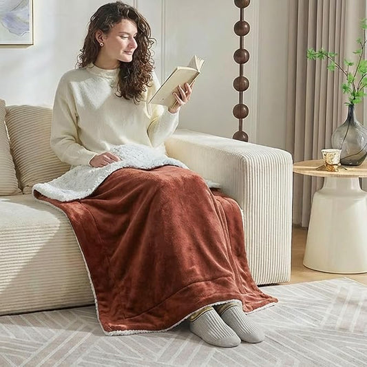 NANPIPER Warm Sherpa Blanket for Couch, Soft Fleece for Winter, Fuzzy Plush Small Throw Gift for Baby, Chocolate Brown 30x40 Inches