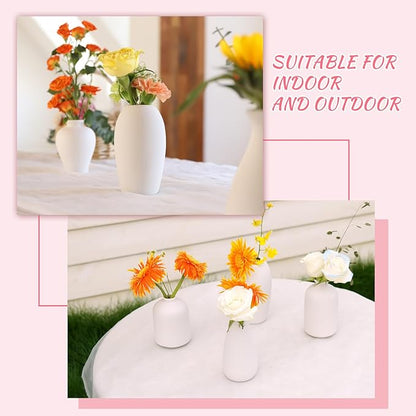 8 Pack Ceramic Bud Vase, White Ceramic Vase Modern Mini Bud Vase in Bulk for Centerpieces, Small White Vase for Flowers Pampas Grass, Wedding, Home