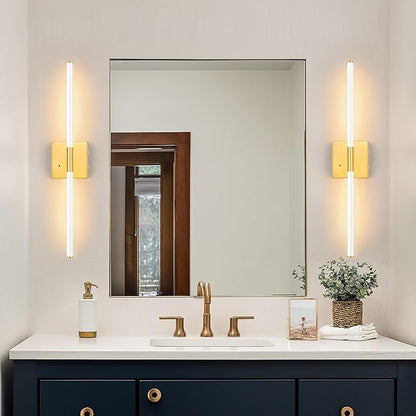 30 Inch White Gold Battery Operated Wall Sconces Set of 2, Dimmable Battery Wall Sconce with Remote Control, LED Rechargeable Sconces, Modern Wireless Wall Lights for Bedroom, Living Room