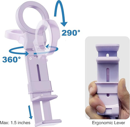Perilogics Airplane Phone Holder for MagSafe. Universal Phone Mount for Long Flight Airplane Travel Essentials, Cruise Must Haves. Ideal Travel Accessory for Vacation and Content Creators (Lavender)