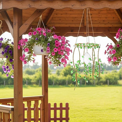 3 PCS Crystal Suncatchers, Suncatchers for Windows Hanging Green Plant Sun Catchers with Chain Suns Catchers Indoor Window Hanging Light Catcher for Home Garden Decor Plant Lover Gift