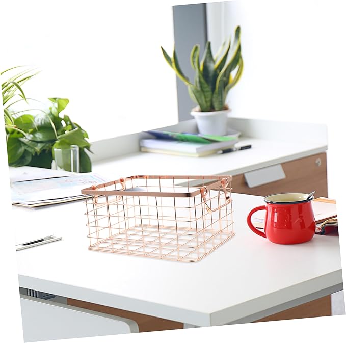 GLEAVI Nordic Style Wire Basket with Handle Iron-art Storage Organizer for Home and Office Decorative Storage Solution for Toys and Blankets