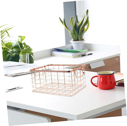 GLEAVI Nordic Style Wire Basket with Handle Iron-art Storage Organizer for Home and Office Decorative Storage Solution for Toys and Blankets