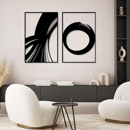 Hotuijxca Geometric Metal Wall Art, Modern Geometric Wall Art, Abstract Metal Wall Decor, Midcentury Modern Wall Decor for Living Room, Bedroom (Black, 18x26in|46x62cm, metal wall art)