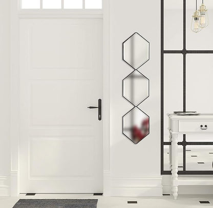 Kate and Laurel Roycen Modern Narrow Geometric Shaped Metal Accent Wall Mirror, 42 x 10 Black