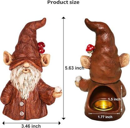 Gnome Incense Holder for Sticks, Incense Cone Burner with Large Size Hole for Cones, Gnome Statue Christmas Decorations, Unique Gift for Women Men