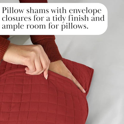 Southshore Fine Living, Inc. Red Quilt King Size Set with 2 Pillow Shams, Soft Microfiber Bedspread, Stain & Pet Hair Resistant Bedding, Cal/King Quilt Set with 2 Pillow Shams, Chili Pepper Red